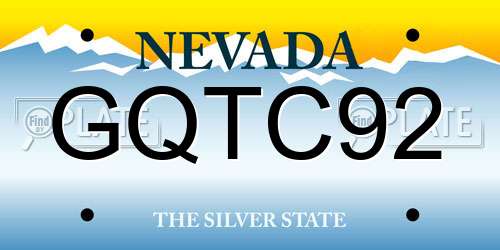 GQTC92 Nevada License Plate