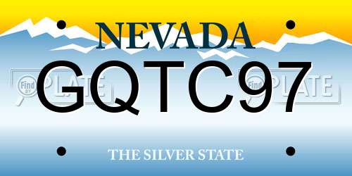 GQTC97 Nevada License Plate