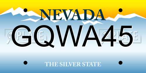 GQWA45 Nevada License Plate