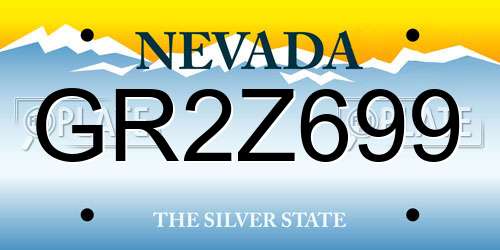 GR2Z699 Nevada License Plate