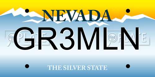 GR3MLN Nevada License Plate
