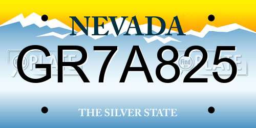 GR7A825 Nevada License Plate
