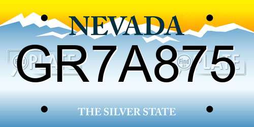 GR7A875 Nevada License Plate