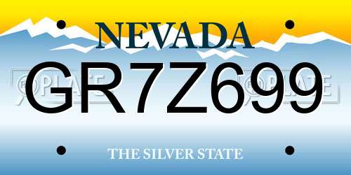 GR7Z699 Nevada License Plate