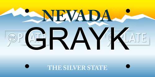 GRAYK Nevada License Plate