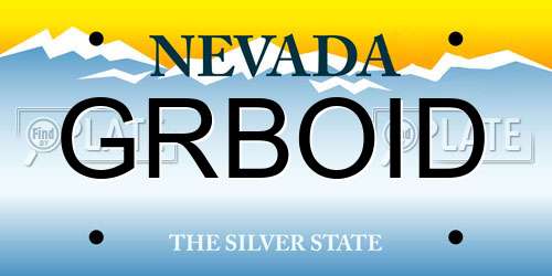 GRBOID Nevada License Plate