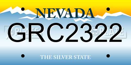 GRC2322 Nevada License Plate