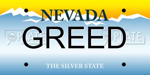 GREED Nevada License Plate