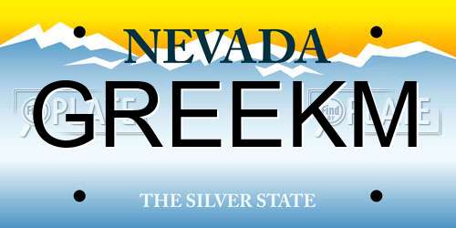 GREEKM Nevada License Plate