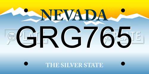 GRG765 Nevada License Plate