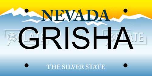 GRISHA Nevada License Plate