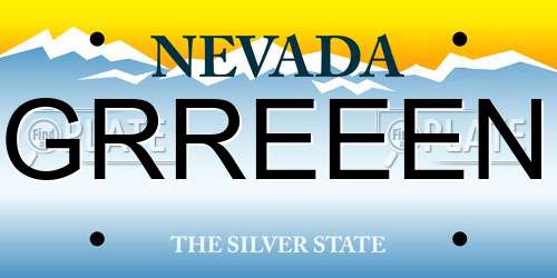 GRREEEN Nevada License Plate