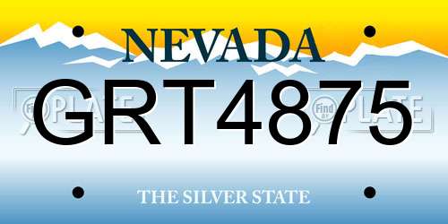 GRT4875 Nevada License Plate