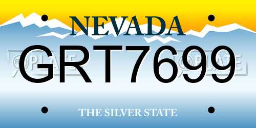 GRT7699 Nevada License Plate