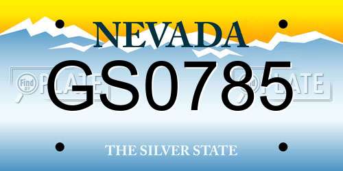 GS0785 Nevada License Plate