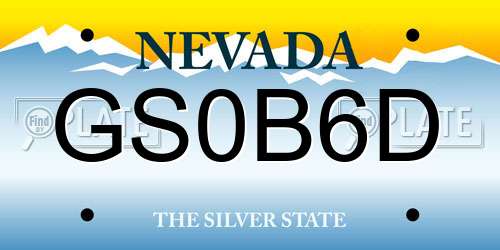 GS0B6D Nevada License Plate