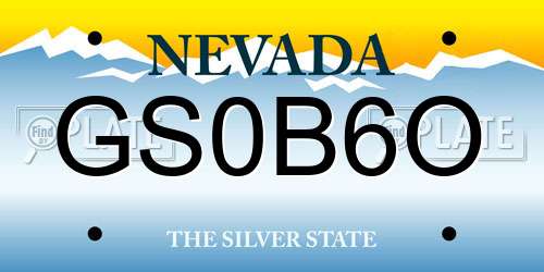 GS0B6O Nevada License Plate