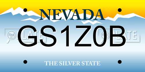 GS1Z0B Nevada License Plate