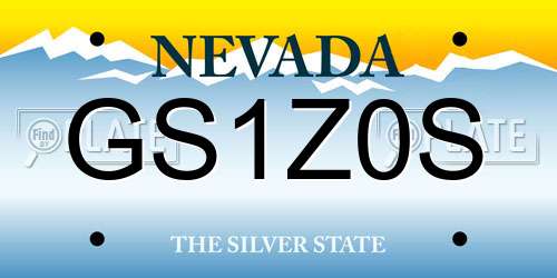 GS1Z0S Nevada License Plate