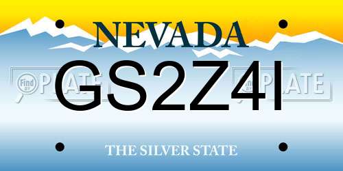 GS2Z4I Nevada License Plate