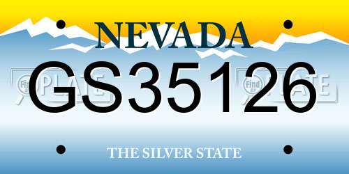 GS35126 Nevada License Plate