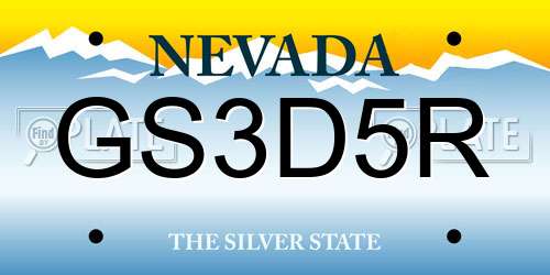 GS3D5R Nevada License Plate