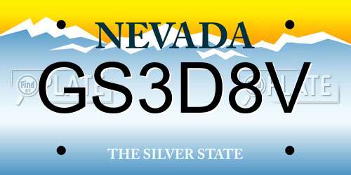 GS3D8V Nevada License Plate