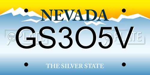 GS3O5V Nevada License Plate