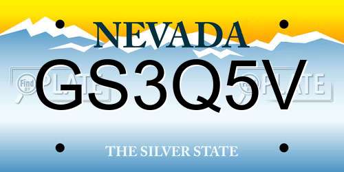 GS3Q5V Nevada License Plate