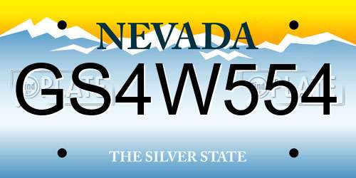 GS4W554 Nevada License Plate