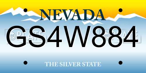 GS4W884 Nevada License Plate
