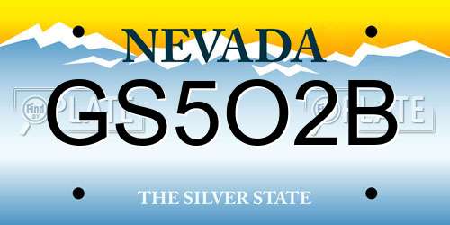 GS5O2B Nevada License Plate