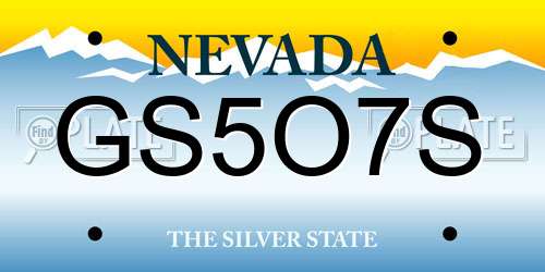GS5O7S Nevada License Plate