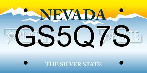 GS5Q7S Nevada License Plate