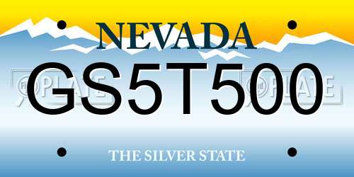 GS5T500 Nevada License Plate