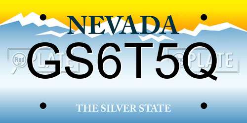 GS6T5Q Nevada License Plate