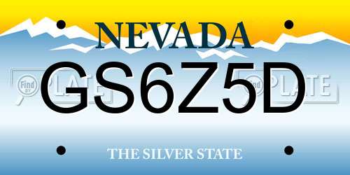 GS6Z5D Nevada License Plate