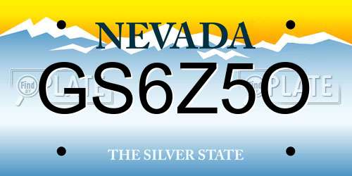 GS6Z5O Nevada License Plate