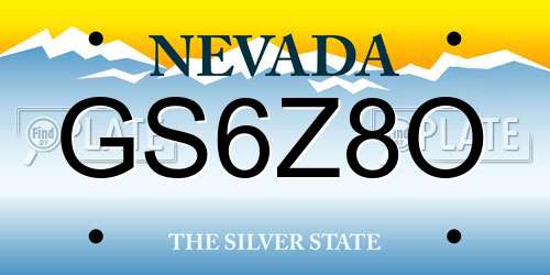 GS6Z8O Nevada License Plate
