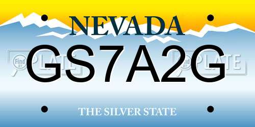 GS7A2G Nevada License Plate