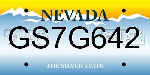 GS7G642 Nevada License Plate
