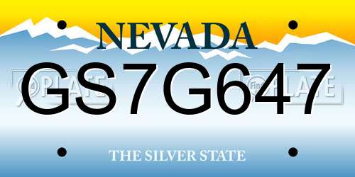 GS7G647 Nevada License Plate