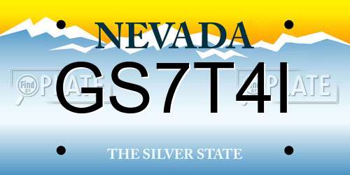 GS7T4I Nevada License Plate