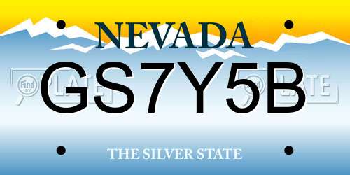 GS7Y5B Nevada License Plate