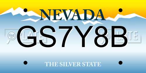 GS7Y8B Nevada License Plate
