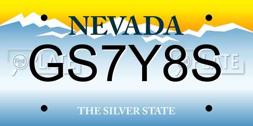 GS7Y8S Nevada License Plate