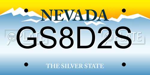GS8D2S Nevada License Plate