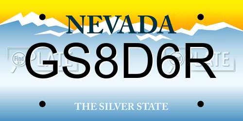 GS8D6R Nevada License Plate