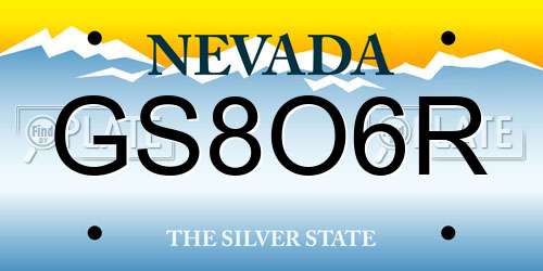 GS8O6R Nevada License Plate