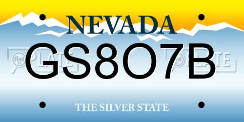 GS8O7B Nevada License Plate